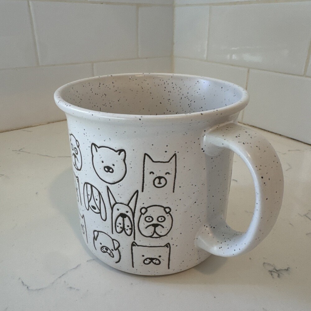 Winifred & Lily MUG Ceramic Stoneware DOG FACES Tan Speckle Oversize Coffee - Picture 2 of 9